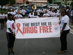 Marchers rally against drugs and violence. Marchers rally against drugs and violence.